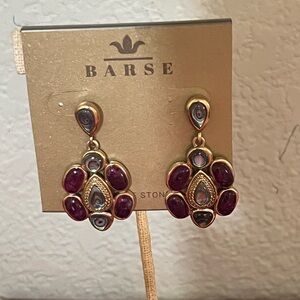 NWT Studio Barse Gold and Deep Purple Abalone Turquoise Earrings #BJER